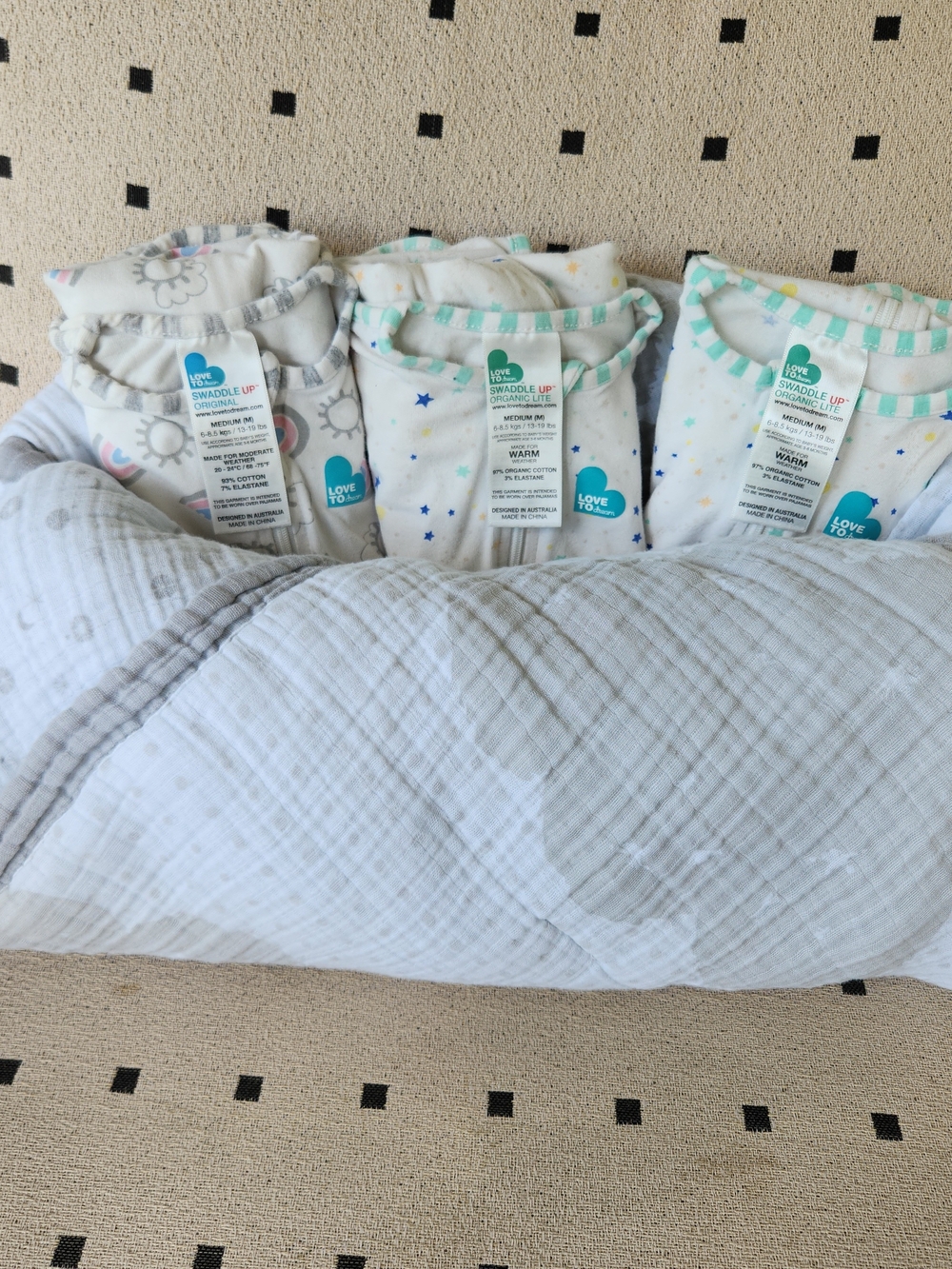 Love To Dream Swaddle Up Sleep Sacks - White Aden + Anias Muslin Blanket Organic